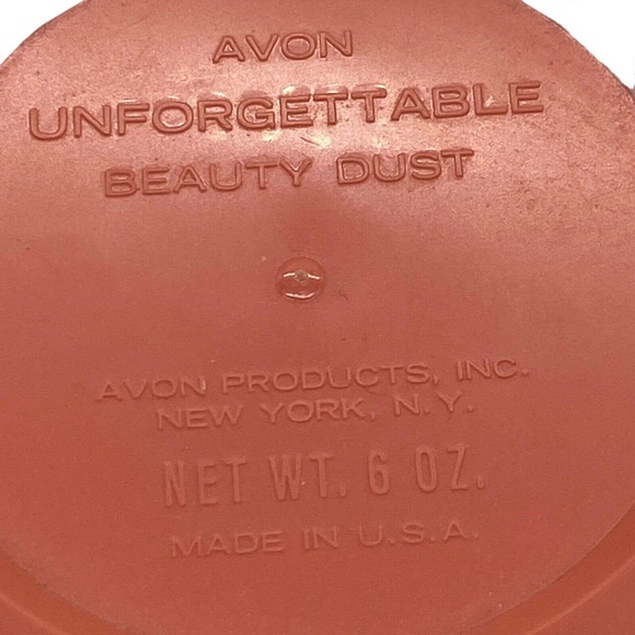Vintage‎ Avon Unforgettable Beauty Dust Powder Box Hard Plastic Canister Empty - Picture 5 of 7